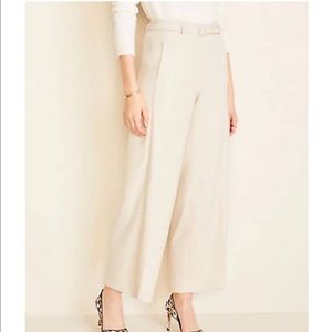 Ann Taylor Belted Marina Wide Leg Cropped Pants